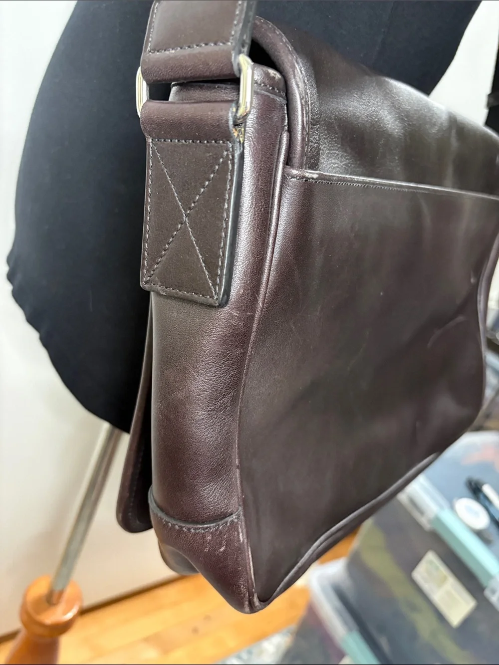Coach Dark Brown Leather Laptop Shoulder Bag